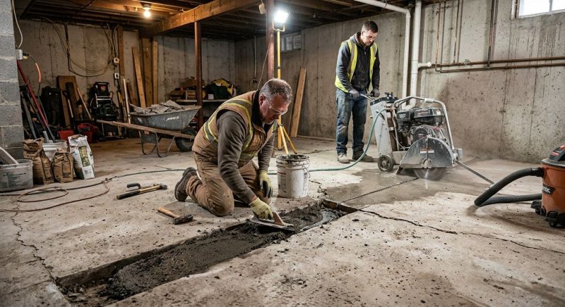 Cracked Basement Floor Repair in Jonesboro, GA